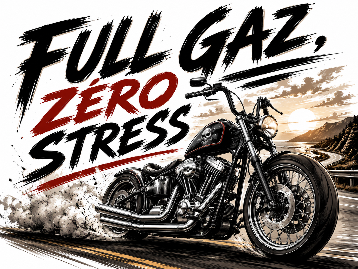 T-shirt "Full gaz, zéro stress"