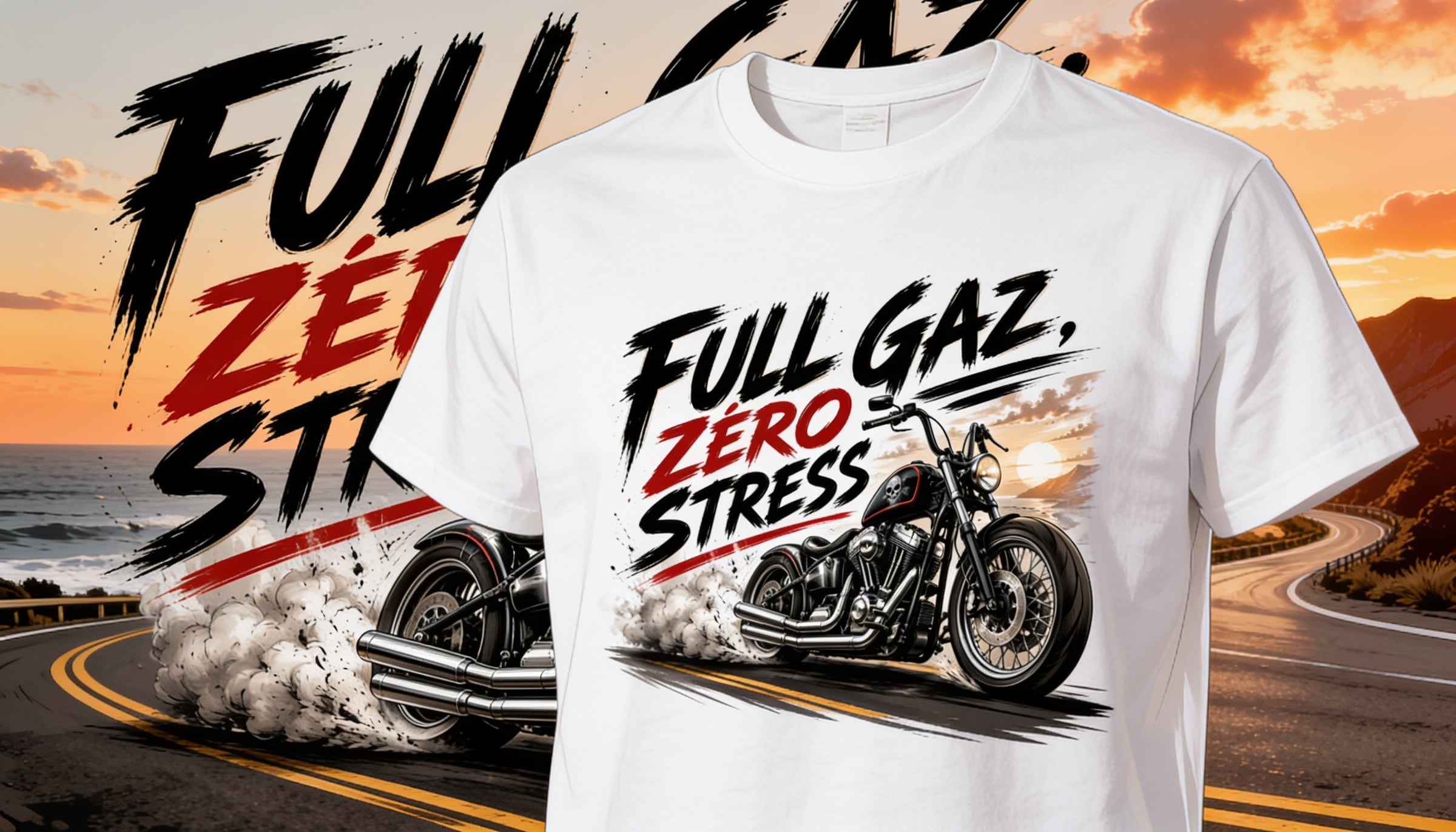T-shirt "Full gaz, zéro stress"