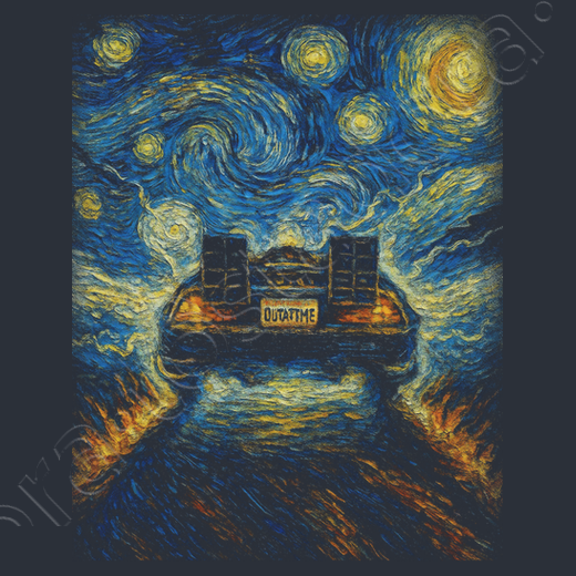 T-shirt "Retour vers la Nuit Étoilée" – DeLorean façon Van Gogh
