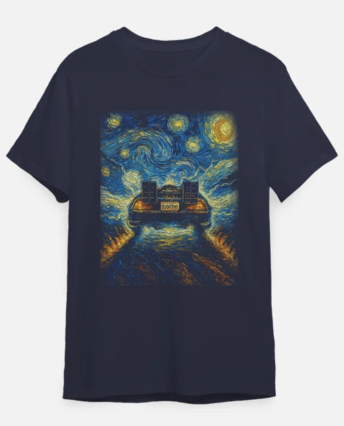 T-shirt "Retour vers la Nuit Étoilée" – DeLorean façon Van Gogh